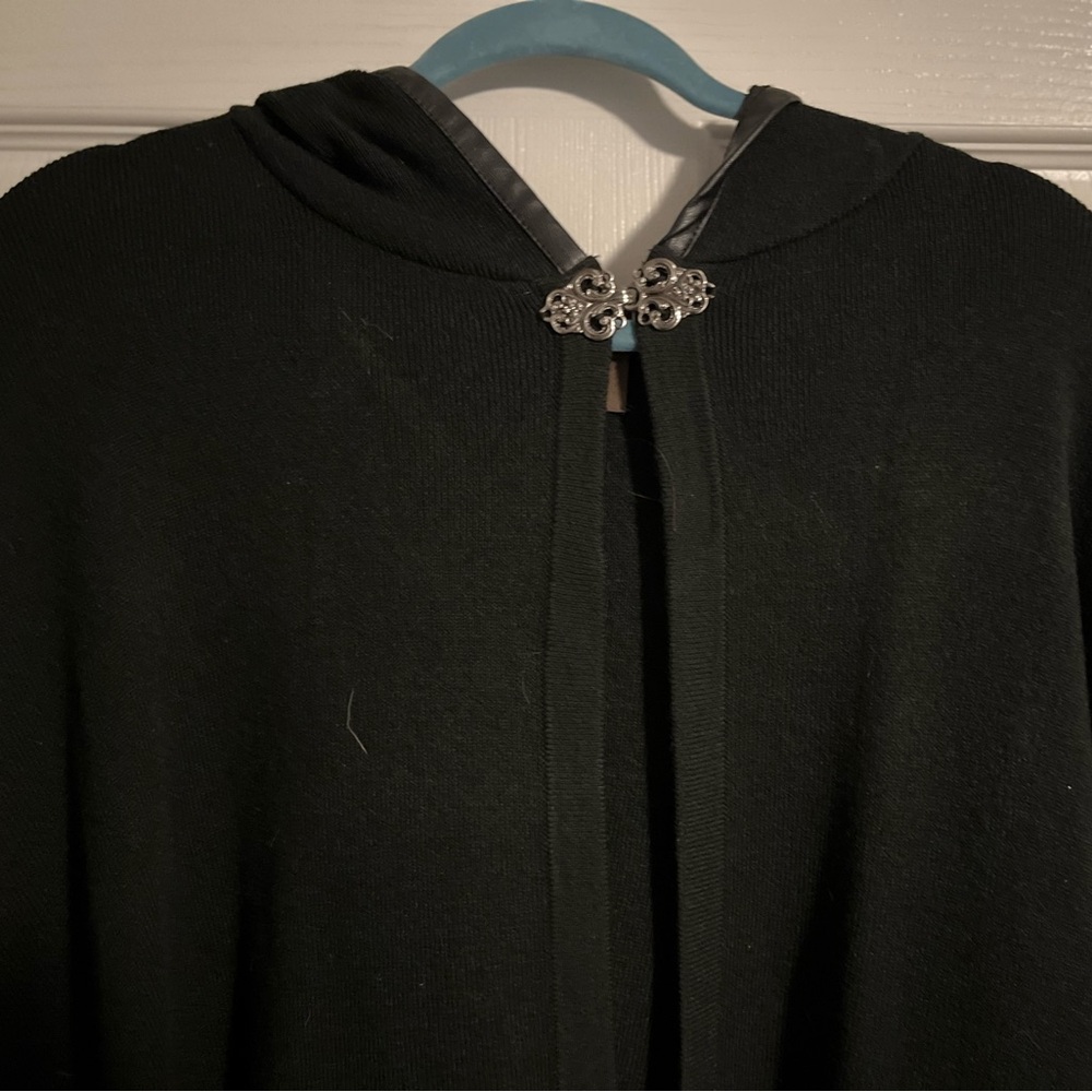 Patricia Nash Black Cape with Decorative Clasp